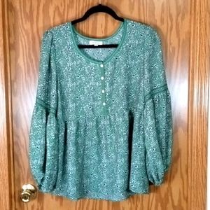Max Studio Green Floral Top